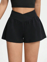 EZwear Solid Overlap Waist Shorts
